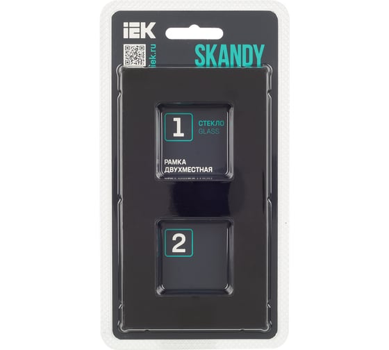 Рамка 2-местная IEK SKANDY SK-F22Bl стекло черный SK-M22-G-K02