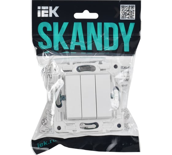 Выключатель 3-клавишный IEK SKANDY 10А SK-V11W арктический белый SK-V30-0-10-K01