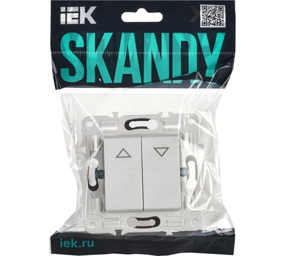 Выключатель жалюзи IEK SKANDY 10А SK-V12W арктический белый SK-V15-0-10-K01