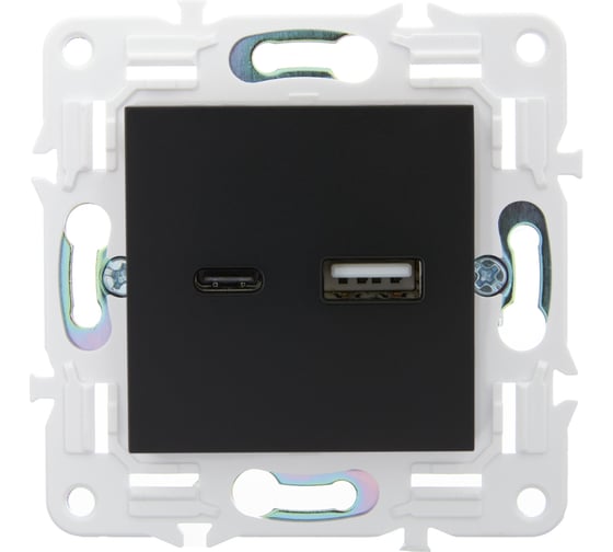 Розетка USB A+C IEK SKANDY 18Вт SK-R13Bl черный SK-U22-018-K02