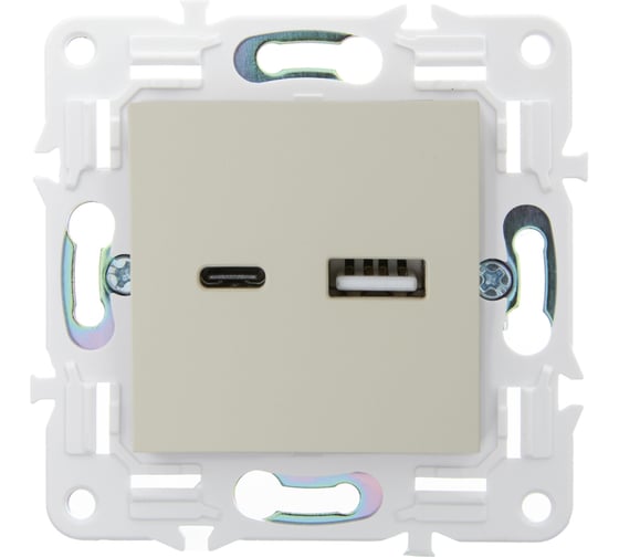 Розетка USB A+C IEK SKANDY 3,1А SK-R14B бежевый SK-U22-D31-K10