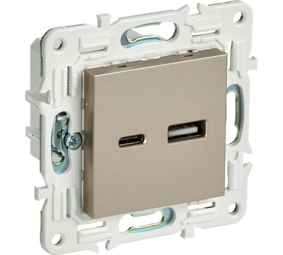 Розетка USB A+C IEK SKANDY 3,1А SK-R14Sh шампань SK-U22-D31-K37 1