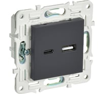 Розетка USB A+C IEK SKANDY 3,1А SK-R14G графит SK-U22-D31-K53