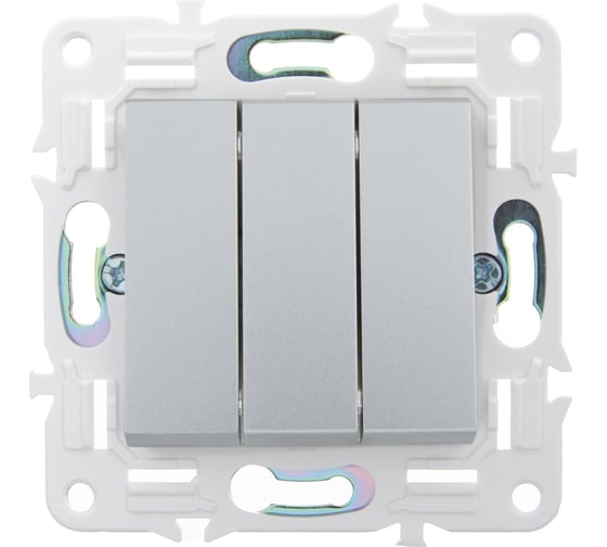 Выключатель 3-клавишный IEK SKANDY 10А SK-V11S серебряный SK-V30-0-10-K23