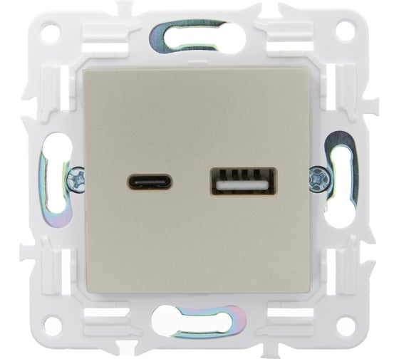 Розетка USB A+C IEK SKANDY 18Вт SK-R13Sa песочный SK-U22-018-K98