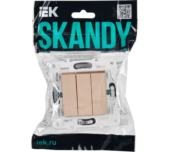 Выключатель 3-клавишный IEK SKANDY 10А SK-V11Sa песочный SK-V30-0-10-K98