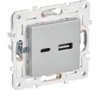 Розетка USB A+C IEK SKANDY 18Вт SK-R13S серебряный SK-U22-018-K23