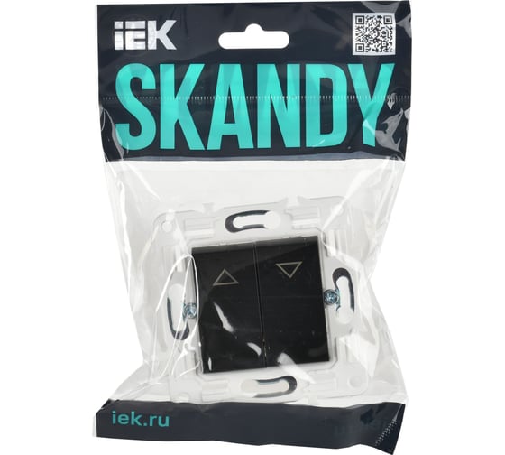 Выключатель жалюзи IEK SKANDY 10А SK-V12Bl черный SK-V15-0-10-K02