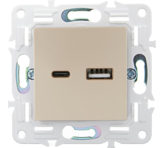 Розетка USB A+C IEK SKANDY 3,1А SK-R14Sa песочный SK-U22-D31-K98