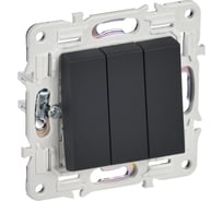 Выключатель 3-клавишный IEK SKANDY 10А SK-V11G графит SK-V30-0-10-K53