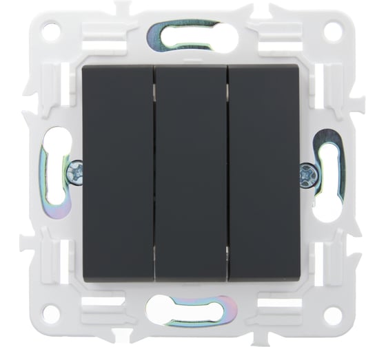 Выключатель 3-клавишный IEK SKANDY 10А SK-V11G графит SK-V30-0-10-K53