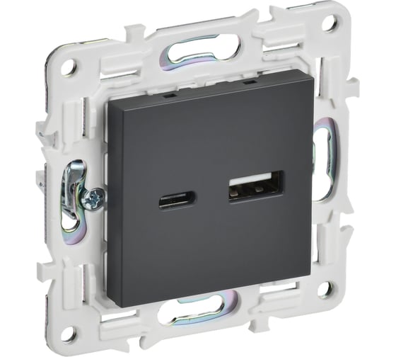 Розетка USB A+C IEK SKANDY 3,1А SK-R14T титан SK-U22-D31-K48 1