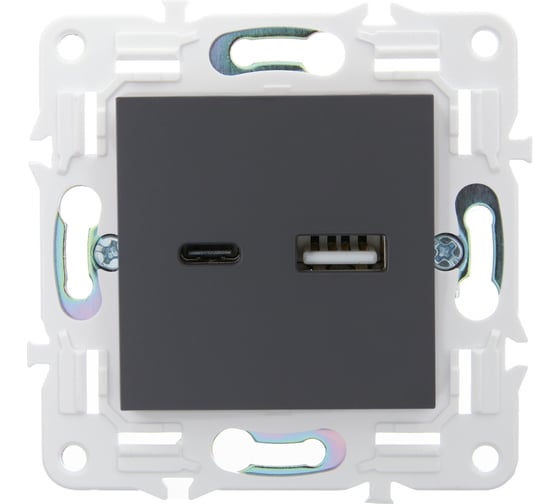 Розетка USB A+C IEK SKANDY 3,1А SK-R14T титан SK-U22-D31-K48