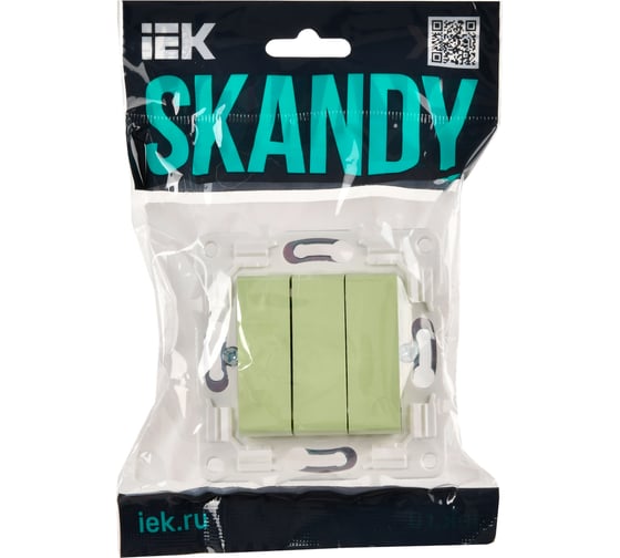 Выключатель 3-клавишный IEK SKANDY 10А SK-V11M мятный SK-V30-0-10-K06