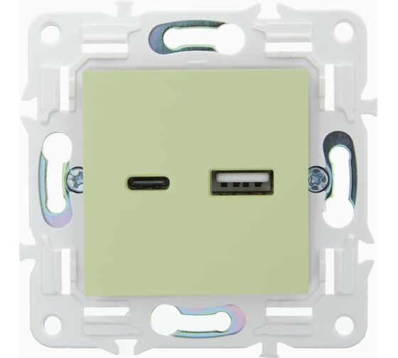 Розетка USB A+C IEK SKANDY 18Вт SK-R13M мятный SK-U22-018-K06