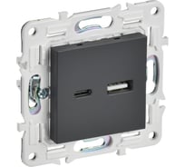 Розетка USB A+C IEK SKANDY 18Вт SK-R13T титан SK-U22-018-K48