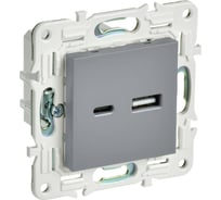 Розетка USB A+C IEK SKANDY 3,1А SK-R14Gr серый SK-U22-D31-K03