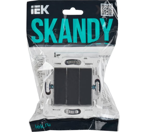 Выключатель 3-клавишный IEK SKANDY 10А SK-V11T титан SK-V30-0-10-K48