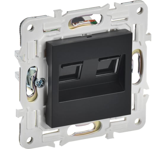 Розетка компьютерная 2-ая IEK SKANDY RJ45 кат.6 SK-K04Bl черный SK-K20-2-K02 1