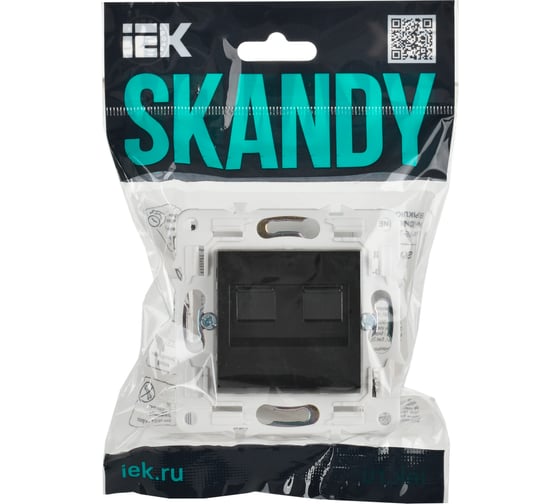 Розетка компьютерная 2-ая IEK SKANDY RJ45 кат.6 SK-K04Bl черный SK-K20-2-K02