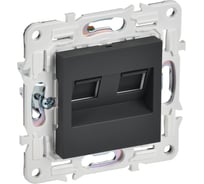 Розетка компьютерная 2-ая IEK SKANDY RJ45 кат.6 SK-K04G графит SK-K20-2-K53