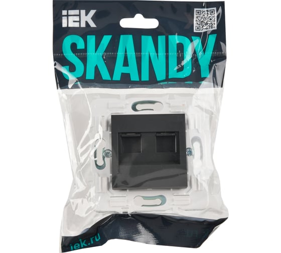 Розетка компьютерная 2-ая IEK SKANDY RJ45 кат.6 SK-K04G графит SK-K20-2-K53
