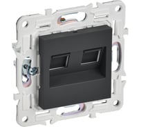 Розетка компьютерная 2-ая IEK SKANDY RJ45 кат.5E SK-K03G графит SK-K20-1-K53