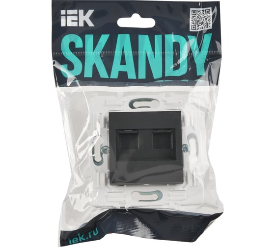Розетка компьютерная 2-ая IEK SKANDY RJ45 кат.5E SK-K03G графит SK-K20-1-K53