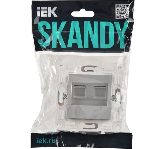 Розетка компьютерная 2-ая IEK SKANDY RJ45 кат.5E SK-K03S серебряный SK-K20-1-K23