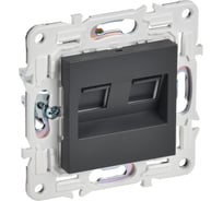 Розетка компьютерная 2-ая IEK SKANDY RJ45 кат.6 SK-K04T титан SK-K20-2-K48