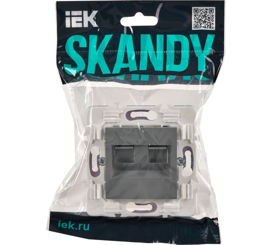 Розетка компьютерная 2-ая IEK SKANDY RJ45 кат.6 SK-K04Gr серый SK-K20-2-K03