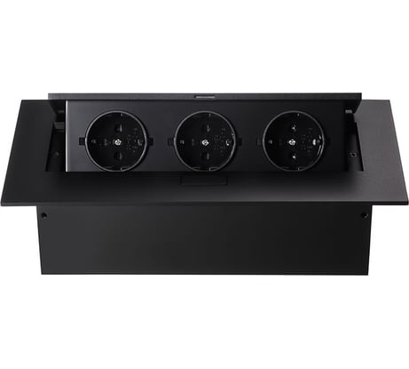 Блок розеток Mebax, MX-226 3 секции чёрный полуавтоматический 212х60мм 00-00001187