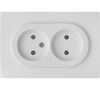Розетка 2-местная Bylectrica СУ без земл. серия ПРОВАНС квадрат, белый РС16-0341
