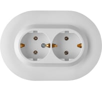 Розетка 2-местная BylectricaСУ с земл. серия ПРОВАНС круг, белый РС16-0442