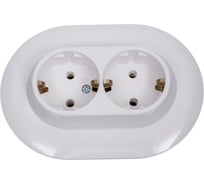 Розетка 2-местная BylectricaСУ с земл. серия ПРОВАНС круг, белый РС16-0442