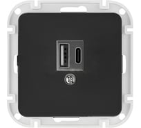 Механизм розетки Bylectrica Type-C+USB 3А серия АСТРУМ, карбон РП5-6561 карбон