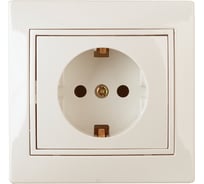Розетка Intro Plano с заземлением, 2P+E, Schuko со шторками, 16А-250В, IP20, скрытой установки, слоновая кость, Б0053924