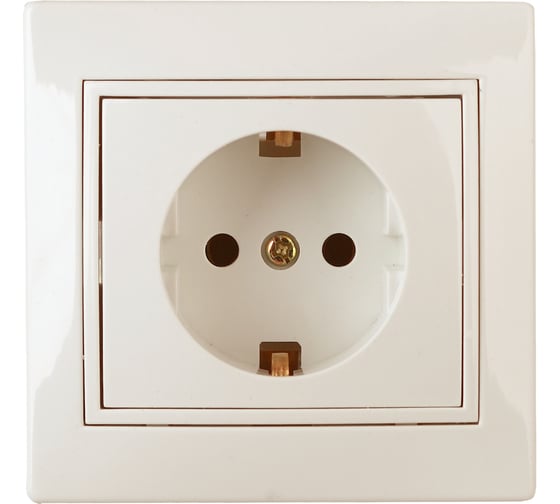 Розетка Intro Plano с заземлением, 2P+E, Schuko со шторками, 16А-250В, IP20, скрытой установки, слоновая кость, Б0053924 1