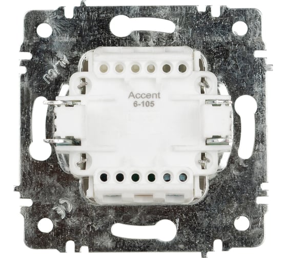 Выключатель Intro Accent 610501 двойной с подсветкой, 10А250В, IP20, скрытой установки, AL/CU, белый Б0063505
