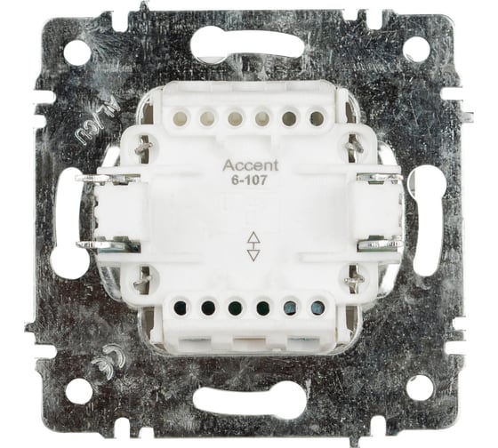 Переключатель Intro Accent 610701 двойной, 10А250В, IP20, скрытой установки, AL/CU, белый Б0063554