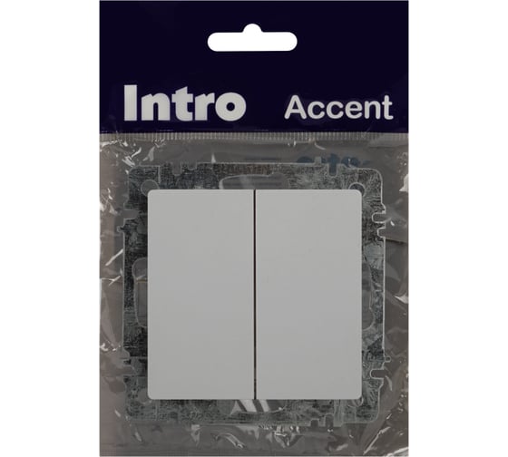 Переключатель Intro Accent 610701 двойной, 10А250В, IP20, скрытой установки, AL/CU, белый Б0063554