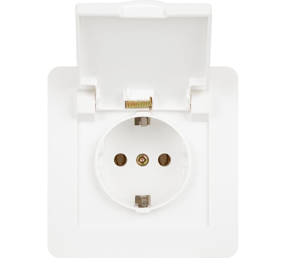 Розетка Intro 720301 Style с заземлением 2PE Schuko с крышкой, 16А, 250В, IP20, скрытой установки, белый Б0060639