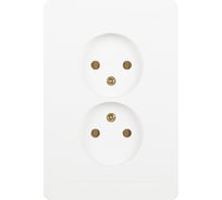 Розетка Intro 720401 Style двойная без заземления 2x2P, 16А, 250В, IP20, скрытой установки, белый Б0060641