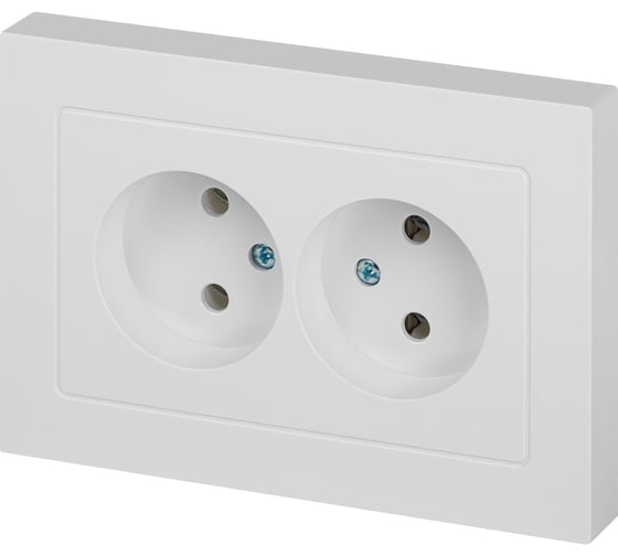 Розетка Intro Accent 620401 2x2P, 16А, 250В, IP20, скрытой установки, AL/CU, белый Б0063447