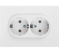 Розетка Intro Accent 620501 2x2PE Schuko, 16А, 250В, IP20, скрытой установки, AL/CU, белый Б0063485