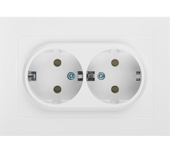 Розетка Intro Accent 620501 2x2PE Schuko, 16А, 250В, IP20, скрытой установки, AL/CU, белый Б0063485