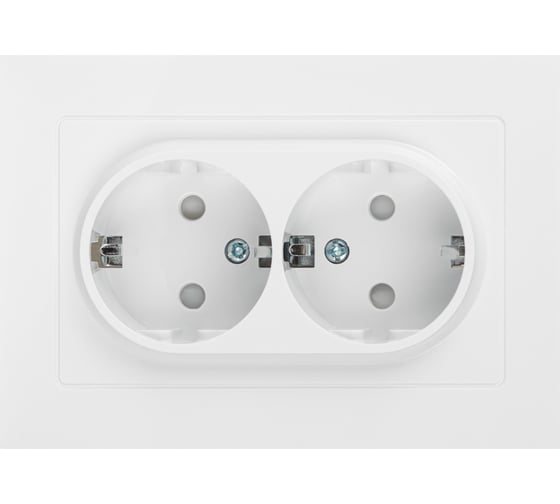 Розетка Intro Accent 620801 2x2PE Schuko, со шторками, 16А, 250В, IP20, скрытой установки, AL/CU, белый Б0063528
