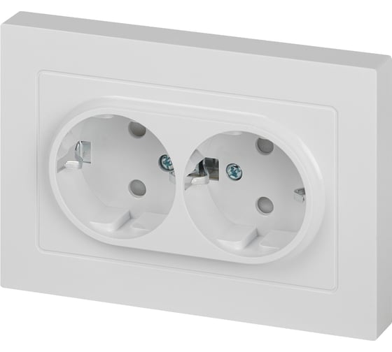 Розетка Intro Accent 620801 2x2PE Schuko, со шторками, 16А, 250В, IP20, скрытой установки, AL/CU, белый Б0063528