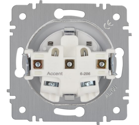Розетка Intro Accent 620601 2PE Schuko, со шторками, 16А, 250В, IP20, скрытой установки, AL/CU, белый Б0063506