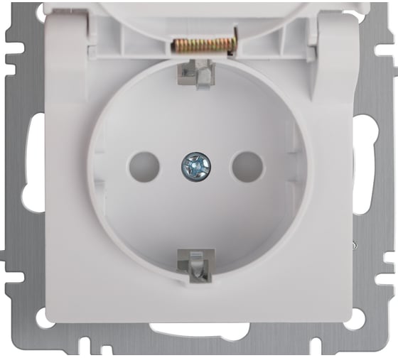 Розетка Intro Accent 620901 2PE Schuko, с крышкой, шторки, 16А, 250В, IP44, скрытой установки, AL/CU, белый Б0063553
